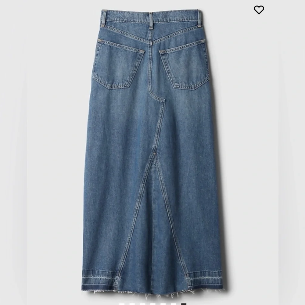 GAP Medium Blue Denim Maxi Skirt with Front Slit - Picture 4 of 8